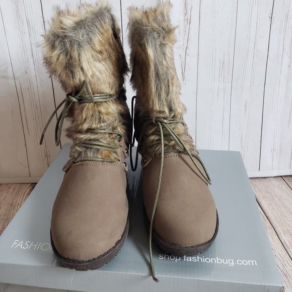 FASHION BUG FLURRY TAUPE ANKLE BOOTS - Picture 4 of 6